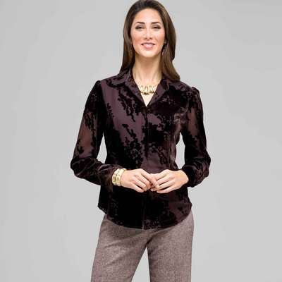 Long Sleeve Covered Placket Blouse