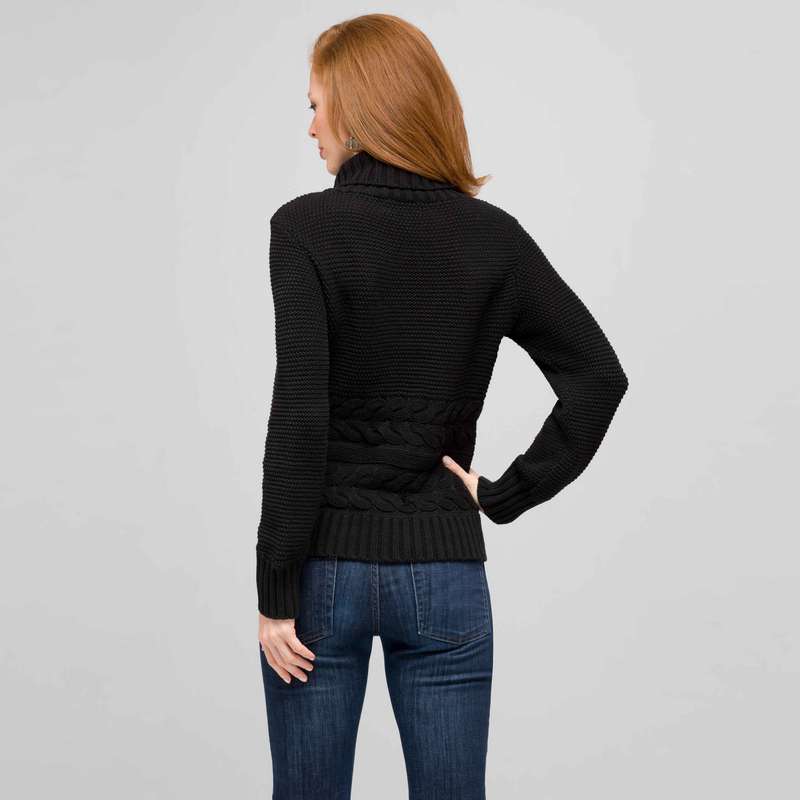 Cotton Turtleneck Sweater, Black, large image number 1